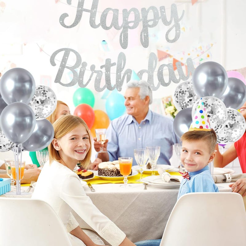 TONIFUL 4 Silver Balloon Stand Centerpiece Table Decorations for 25th Wedding Anniversary Bridal Shower 2026 Graduation Party Decoration, New Year 2026 Christmas Birthday Decorations - Image 5